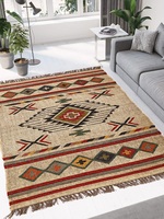 Hand gewebte natürliche Jute Kelim Teppiche Böhmisches türkisches Design Wolle Jute Teppiche Home Decorative Custom Size Indien Zimmertür Dekoration