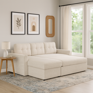 Nola Modern 3-Seater Convertible <b>Sofa</b> <b>Bed</b> W/ Storage Chaise Wooden <b>Frame</b> Extendable & Reclining for Living Room - Product Image 4