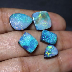 5 Piece Lot Natural Australian Opal Doublet Cabochon Fancy Shape Handmade Multi <b>Fire</b> High Quality Wholesale - Product Image 1