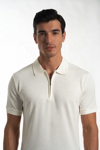 Men's Fashion Zip Polo Shirt Short Sleeve Premium Quality Custom Logo Service Pique Fabric Collar Design Breathable Moisture - Product Image 6