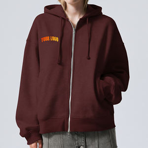 Sudadera con Capucha para Mujer, Nueva, Moderna, de Algodón 100%, Gruesa, con Logotipo Bordado en 3D Personalizado, Color Sólido, Corte Holgado, Estilo Urbano - Product Image 1