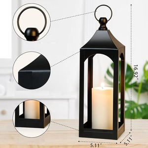 Simple Stylish <b>Black</b> <b>Candle</b> Holder <b>Lantern</b> Wholesale Home Living Room Decor Metal <b>Lantern</b> for Indoor Outdoor Decor <b>Candle</b> Holder - Product Image 2