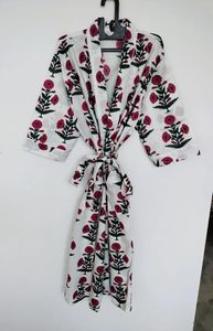 Kimono de algodón hasta el suelo para mujer, bata de dormir cómoda lavable con estampado Floral, vestido de dama de honor, ropa de playa hecha a mano - Product Image 6