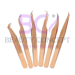 Rose Gold Curved Dolphin Volume Boot & Slight Curved Eyelash Extension Newest Premium Product Grafted Tweezers - Product Image 6