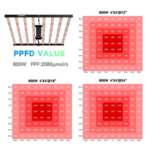 Lámpara LED de Cultivo Hidropónico de Espectro Completo de 8 Barras y 800W, Regulable, IP65, con Soporte para Floración - Product Image 3