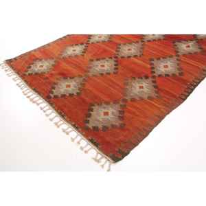 Alfombra Turca Vintage de 6x9.4 pies, Alfombra Roja con Estampado Animal - Product Image 2