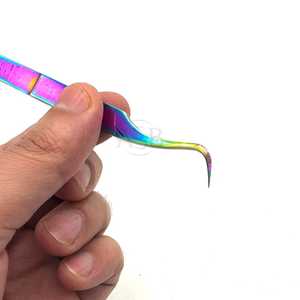Pinces courbées en C pour extensions de cils, arc-en-ciel plasma, impression de logo personnalisée, acier inoxydable, service OEM - Product Image 4