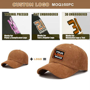 Casquettes de baseball en velours côtelé avec logo brodé personnalisé, haute qualité, structurées, 6 panneaux, unisexe, style vintage, pour toutes les saisons - Product Image 2