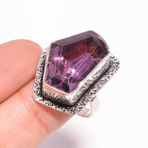 แหวนเงินแท้สไตล์คลาสสิกพร้อมพลอยอเมทิสต์สำหรับงานครบรอบแต่งงานงานหมั้นของขวัญสำหรับปาร์ตี้925 - Product Image 3