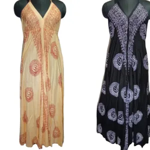 Tela de rayón largo Dori Om impreso bohemio verano moda vestido español-Manga de mariposa-ropa de playa slip Maxi vestido-hippie - Product Image 1