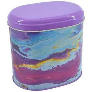 Cajas de hojalata de metal con textura de mármol rosa y dorado ovaladas de 1.4L Diseño único de 140x120x130mm Cajas de metal de diseño único - Product Image 3