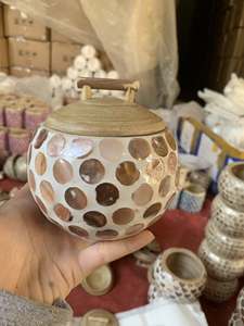 Elegant Mother of Pearl <b>Bamboo</b> Jar for Home Organization Candle <b>Container</b> and Decorative Packaging Crafted in Vietnam - Product Image 5