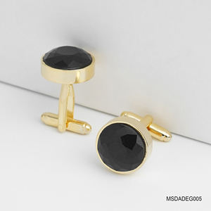 Mancuernillas Premium de Oro de 18K para Hombre con Meteorito Negro Fengshui - MSDADEG005 |   Colección Tinh Vu |   Vietnam - Product Image 5