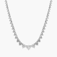 Collar de tenis de lujo con circonitas cúbicas de corte redondo, de plata de ley 925 chapada en oro blanco, con diseño degradado, joyería llamativa para boda para mujer