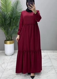 Elegant Chiffon <b>Abaya</b> for Daily Use with Pleated Design and Elastic Sleeves and Side Pockets Best Wholesale Price for Resellers - Product Image 2
