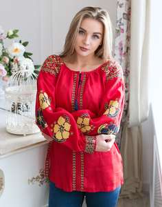 Mini chemisier bohème ukrainien pour femme tunique grande taille décontractée avec broderie pour la fête - Product Image 1