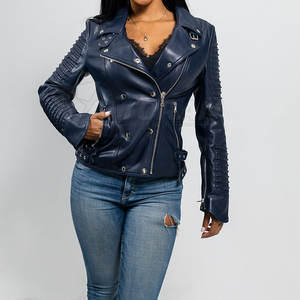 แจ็คเก็ตหนังผู้หญิง แฟชั่นสไตล์คนเมือง เสื้อแจ็คเก็ตหนังผู้หญิง ดีไซน์เนอร์ สไตล์เสื้อคลุม แจ็คเก็ตหนังผู้หญิง - Product Image 2