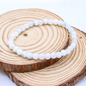 Bracelet de pierre de lune lisse ronde naturelle à la mode en gros pour les femmes perles blanches bijoux en forme de rondelle extensible - Product Image 4