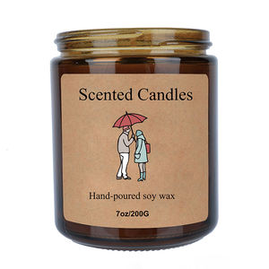 7oz Amber Glass Jar Scented <strong>Candles</strong> Handmade Soy Wax <strong>Aroma</strong> with Illustrated Personal Label Factory Home Decor Gifts - Product Image 1