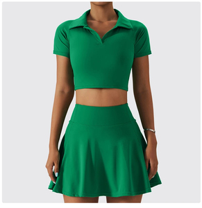 Nouveau Jupe de fitness Sports de plein air Col zippé Robe de tennis Robe uniforme netball personnalisée Robe de tennis pour femmes pour filles - Product Image 1