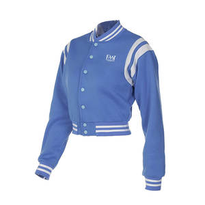 Elegante Crop Top Plain Letterman Jacket con diseño personalizado Chaquetas causales fabricadas por Fasmic Sport's - Product Image 2