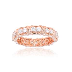 Anillo de Boda RITZIN de Oro Rosa de 14K con Diamante Cultivado en Laboratorio de Corte Redondo, Estilo Cruzado y Bonito - Product Image 2