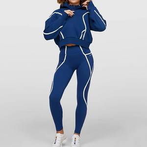 <b>Women's</b> Top Quality Sweat <b>suit</b> 2 <b>Piece</b> Sets <b>Women</b> Custom Embroidery Logo 3D Printing Cotton Blank Pullover and Hoodie Set - Product Image 6