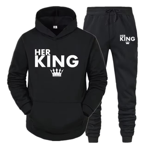 Survêtements imprimés QUEEN pour elle ou KING pour lui, ensembles décontractés à capuche pour couple - Product Image 6