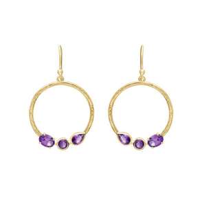 Magnifique pierre précieuse améthyste de 10 à 14 mm en forme de pyramide, or 925, argent vintage, certifiée IGI, boucles d'oreilles pendantes, fiançailles, mariage - Product Image 2