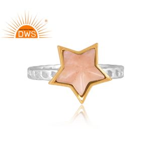 Meilleure vente Bague empilable au design étoile en pierre précieuse amazonite rose naturelle en argent sterling fin fabricant de bijoux personnalisés - Product Image 2