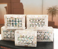 Boîte à bijoux en mosaïque de nacre, style nordique moderne, multifonctionnelle, pliable à trois niveaux, décoration d'intérieur pour salon et rangement de vêtements