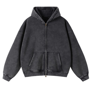Professional Manufacturers Made Men Acid Wash <b>Zipper</b> <b>Hoodies</b> Street Wear Style Acid Wash <b>Zipper</b> <b>Hoodies</b> Customized - Product Image 1