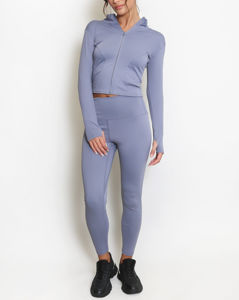 Conjunto Deportivo Completo para Mujer con Cremallera, Top de Manga Larga con Dos Piezas para Yoga y Fitness - Product Image 2