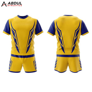 Ensemble uniforme de rugby officiel pour hommes, tissu léger et durable, séchage rapide, maillot à manches courtes et short pour les matchs de club - Product Image 1