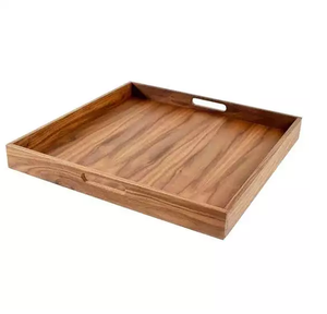 Grand plateau de service rectangulaire en bois pour pâtes, hamburgers, restauration rapide, service à thé, ustensiles de bar de luxe, plateau de service en bois pour mariage - Product Image 5