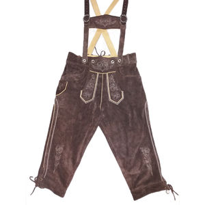 Kniebundhosen traditionnel pour hommes taille haute allemand Oktoberfest bavarois Trachten foncé tissé Style traditionnel Kniebundhosen hommes - Product Image 1