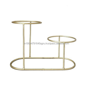 Venta caliente de metal de 2 niveles estilo maceta negra con maceta de soporte dorado - Product Image 4