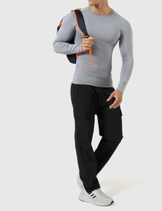 เสื้อยืดกีฬารัดกล้ามเนื้อแขนสั้นคอตั้งแห้งเร็วสำหรับผู้ชายเสื้อฟิตเนสเล่นยิมฟุตบอล - Product Image 2