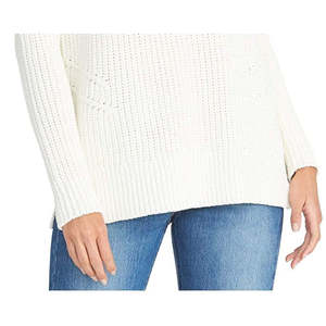 Maglione Rachel Roy da Donna Bianco Taglia Media, Ispirato allo Stile K-Pop, con Fiocco Frontale, Design Traspirante Testurizzato, Applicazioni e Bottoni per l'Autunno - Product Image 3