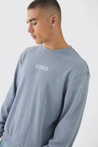 Sudadera de cuello redondo de gran tamaño 6XL 100% algodón Top acanalado polar gota hombro logotipo personalizado cremallera invierno Sudadera con capucha para - Product Image 3