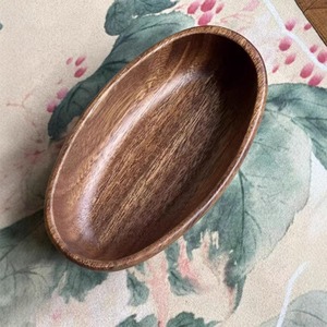 Bol et assiette à salade en bois personnalisables, plat en bois d'acacia en forme de bateau pour servir des fruits secs, mini plat à pâte, outils à salade - Product Image 3
