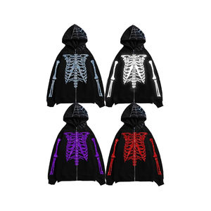 Respirant doux strass à capuche fermeture éclair sweat à capuche printemps Streetwear vêtements unisexe polaire coton sweats à capuche vêtements d'hiver - Product Image 1