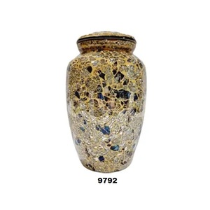 Mosaic Glass Cremation <b>Urn</b> - Hand Made Aluminium Funeral <b>Urns</b> for Human Ashes - <b>Large</b> Adult Size Burial <b>Urn</b> With Free Velvet Bag - Product Image 1