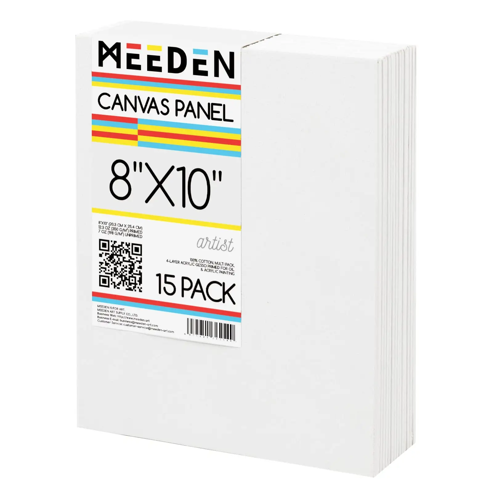 MEEDEN15-Pack 8 * 10in प्रीमियम 100% Cotton12.3oz जिप्स-Primed सफेद कैनवास पैनल कैनवास कला की आपूर्ति के लिए बोर्डों पेंटिंग