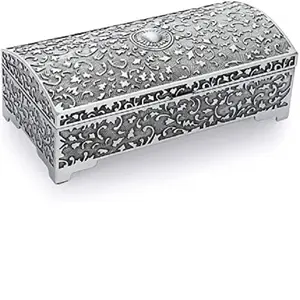 Lüks Metal takı kutusu gümüş hazine sandığı küpe kolye bilezik saklama kutusu düğün hediyesi süs kızlar kadınlar için