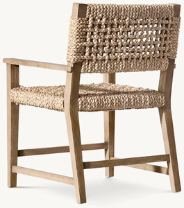 Wooden Armchair Dining <b>Chair</b> with Natural Woven RopeCord - Product Image 3