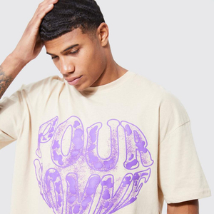 Camiseta con logotipo personalizado de gran tamaño para hombre, camisetas con estampado de hombros caídos de calidad de lujo, 100% algodón - Product Image 5