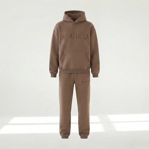 Womens Mocha Brown Hoodie Tracksuit <b>Set</b> Fleece Pullover <b>Jogger</b> Pants Casual <b>Matching</b> Activewear Loungewear Outfit Modern - Product Image 4
