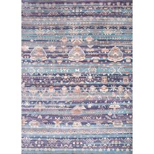 Alfombra de Lana Anudada a Mano Azul Viscaya AKWL-1062, Patrón Geométrico Rectangular, Alfombra para Pasillo, Sala de Estar, 9x12, para Decoración del Hogar - Product Image 1