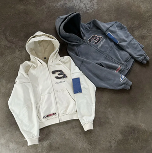 Zipper Track Suit Set Men Puff <b>Print</b> Blank Flare Tracksuit <b>Hoodie</b> Sweatpants Terry Fabric Hip Hop Style Autumn - Product Image 3